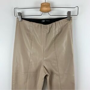 Zara Tan Faux Leather Skinny Ankle Pants Size XS Minimalist